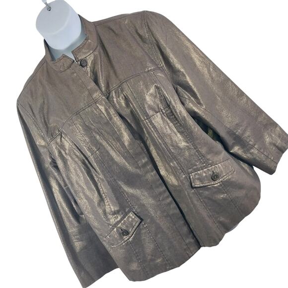 KORET! LUXE MIDNIGHT GOLD METALLIC BUTTON FRONT NEHRU JACKET, BLAZER! SZ 22W - Picture 11 of 11